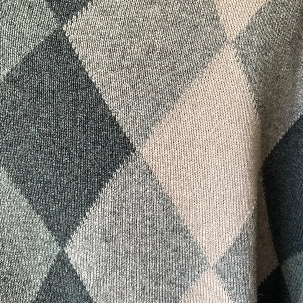 Banana Republic Men L Argyle Silk Cashmere Sweater Academia‎ Preppy Old Money